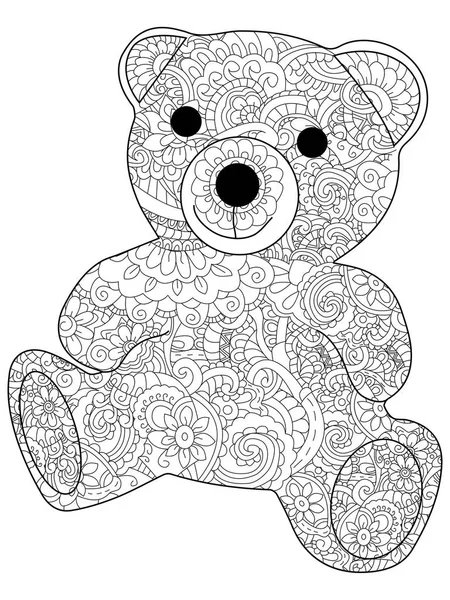 Plush toy bear coloring raster for adults