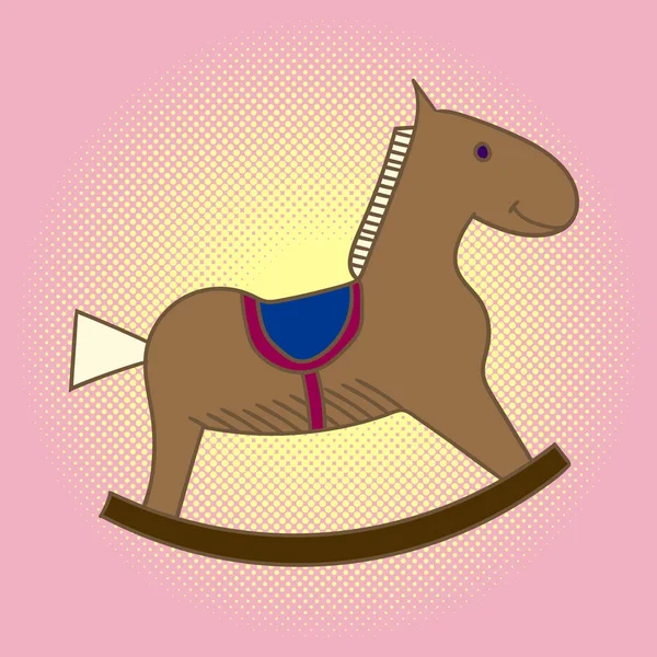 Pop art niño caballo de madera. Carrusel para niños.Juguetes vector — Vector de stock