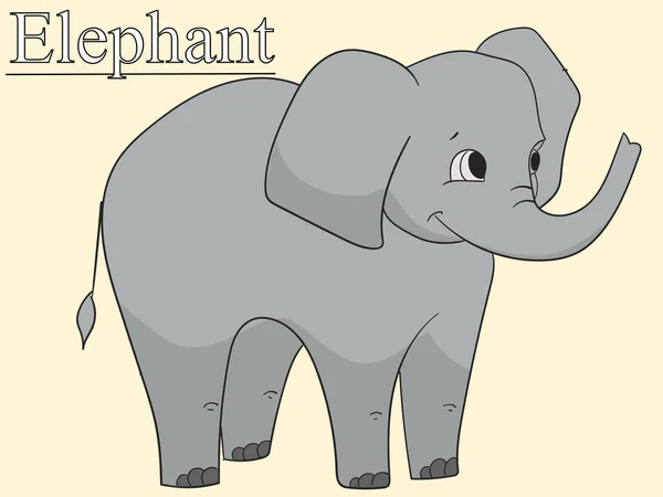 Aprende el nombre de los animales africanos. Elefante de Inscripción. Juego educativo vector — Vector de stock