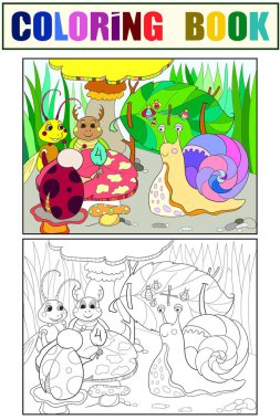 Böcekler matematik Boyama Çocuk çizgi film vektör çizim için öğrenmek