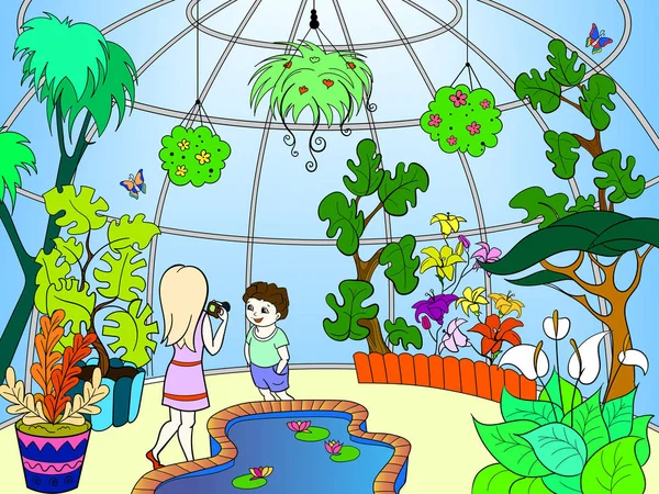 植物園漫画のベクトル図 — ストックベクタ
