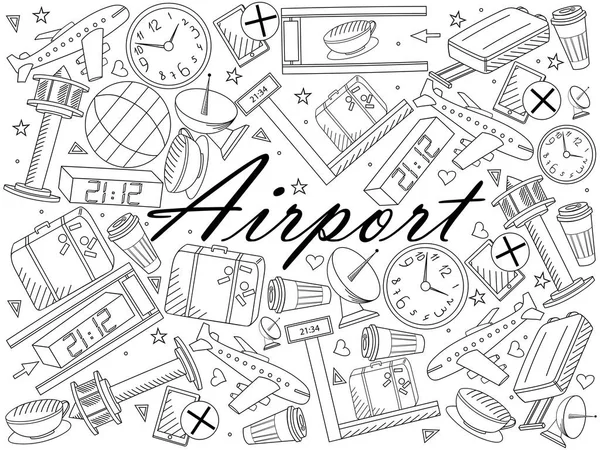 Illustration vectorielle de conception d'art de ligne d'aéroport — Image vectorielle