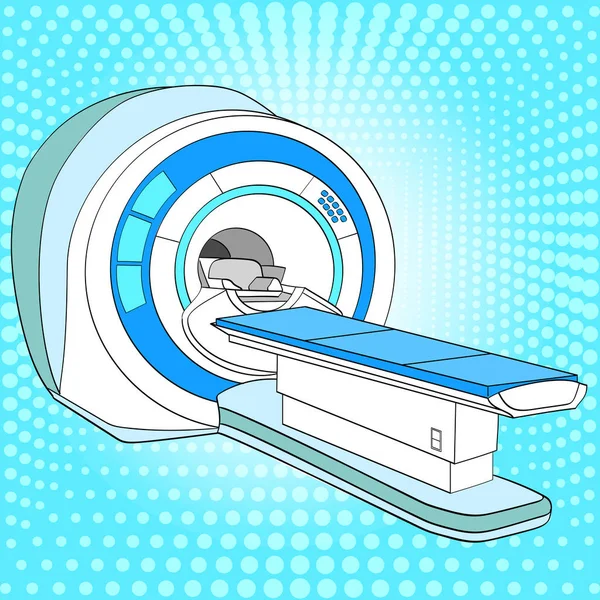Scanner tomodensitométrie scanner, IRM machine d'imagerie par résonance magnétique, équipement médical. Vecteur Pop Art — Image vectorielle