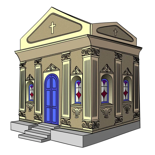 Bezwaar op witte achtergrond vector... Crypt, begraafplaats, kerk, bouwen. — Stockvector