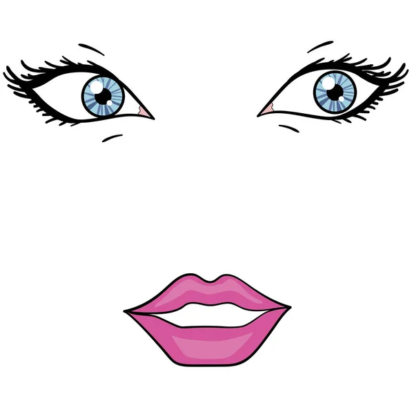 白い背景をオブジェクトします。目と美しい少女の唇。ファッションのスタイル. — ストックベクタ