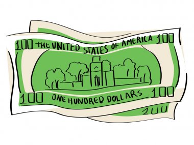 Yüz dolar üzerinde beyaz bir arka plan nesnesi. Bağımsızlık Binası