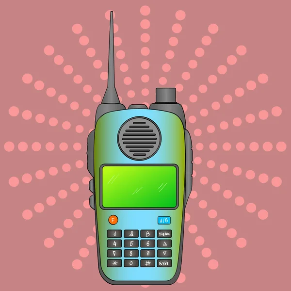 Talkie-walkie. Station de radio. Transceiver récepteur portable. Pop art objet — Image vectorielle