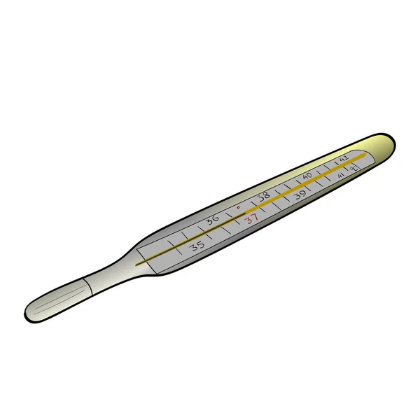 Quecksilberthermometer. medizinisches Objekt auf weißem Hintergrund. Körpertemperatur. Vektor — Stockvektor