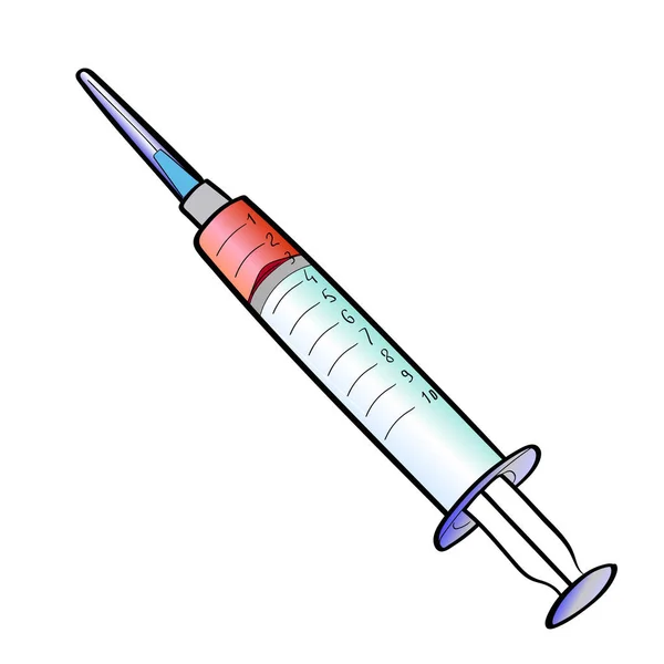 Injekční stříkačka s očkovací látkou. Lékařské objektu na bílém pozadí. vektor — Stockový vektor