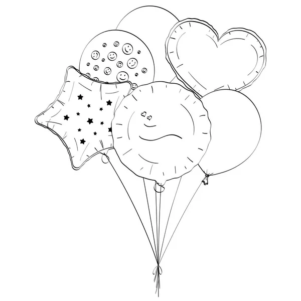 A toy balloon or party balloon pop art vector. Set coloring — Stock Vector