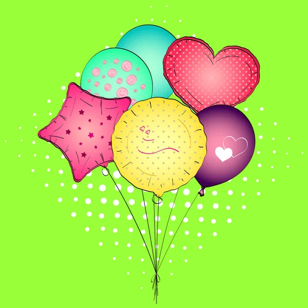 A toy balloon or party balloon pop art vector. Set — Stock Vector