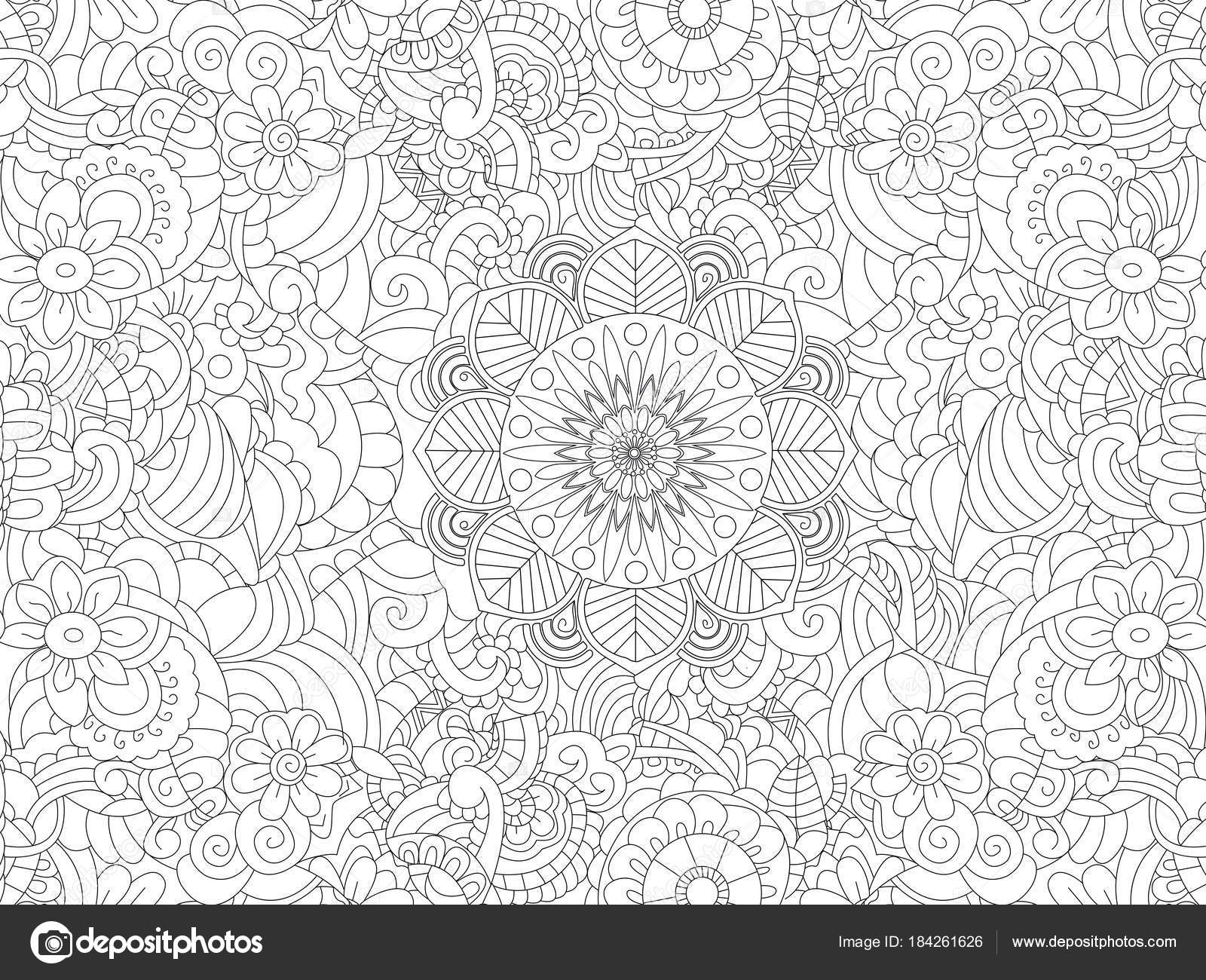 Antistress farbowanie ksiÄ
żka kwiatowy ornament na caÅy liÅÄ Czarne Antistress farbowanie ksiÄ
żka kwiatowy ornament na caÅy liÅÄ Czarne linie biaÅe tÅo Ilustracja wektorowa — Wektor od toricheks2016ail