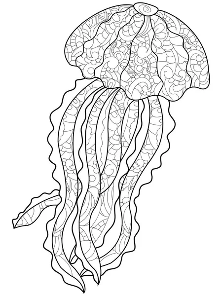 Kolorowanka antystresowy Medusa. Morskich wektor zwierzę — Wektor stockowy