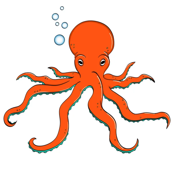 Sea animal, octopus. Inhabitant of the depths of the ocean. object on a white background vector. — Stock Vector