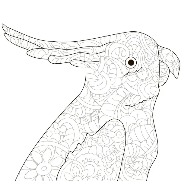 Un loro es un pájaro. Coloración anti-estrés, vector para adultos . — Archivo Imágenes Vectoriales