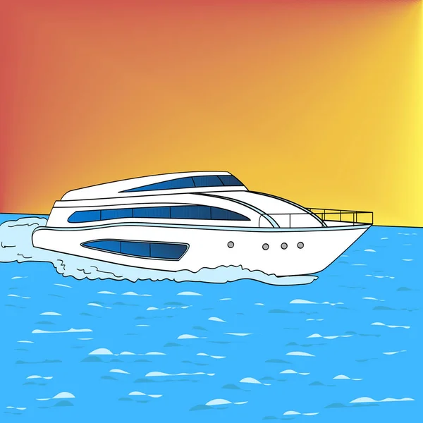 Vettore stile yacht pop art. Imitazione stile fumetto — Vettoriale Stock