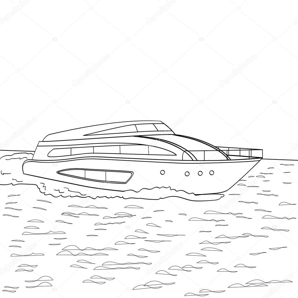 yacht style vector. Object Coloring book style imitation