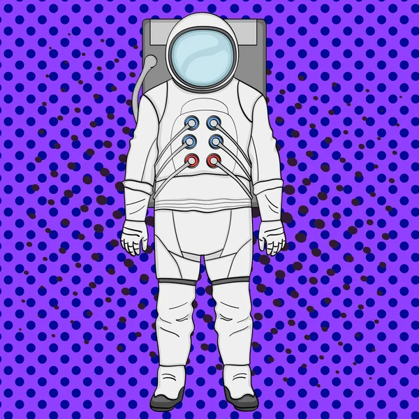 Un astronaut într-un costum este izolat pe un fundal de artă pop. Imitarea stilului de benzi desenate. Vintage stil retro . — Vector de stoc