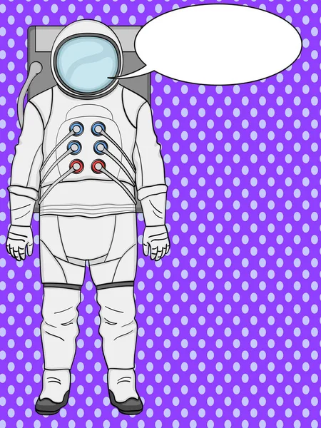 Un astronaut într-un costum este izolat pe un fundal de artă pop. Imitarea stilului de benzi desenate. Vintage stil retro. Bule de text . — Vector de stoc