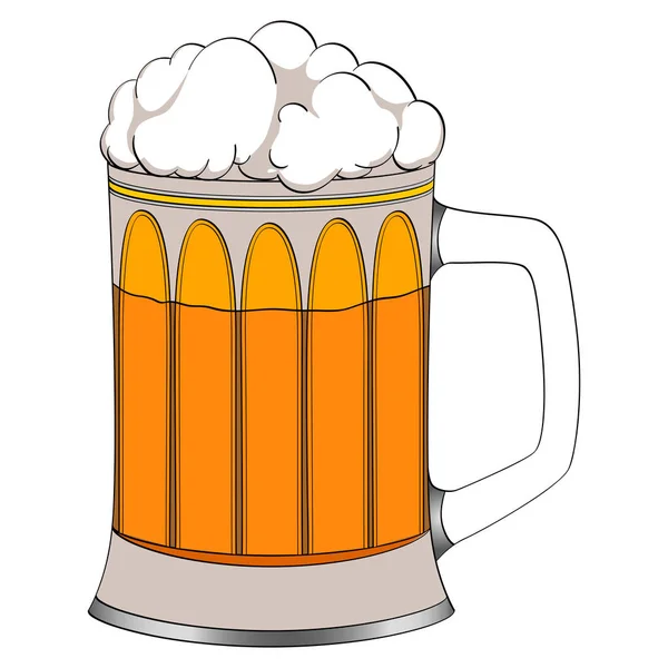 Bezwaar op witte achtergrond bier in een glazen mok. Kleur achtergrond — Stockvector