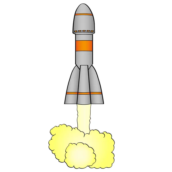 Kosmická raketa startuje z planety země. Izolovaný objekt na bílém pozadí — Stockový vektor