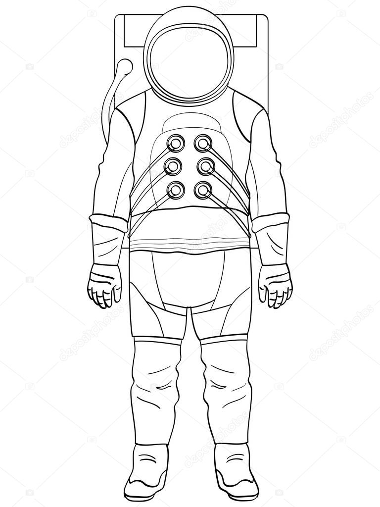 A man astronaut in a suit is isolated Object on white background. Coloring for children