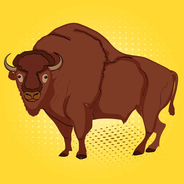 Arte pop artiodáctilo animal, bisonte, vaca. Imitação de estilo de livro cômico — Vetor de Stock