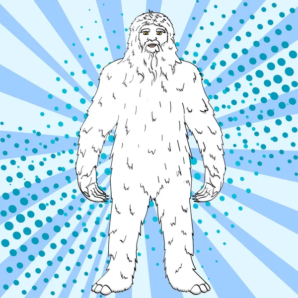 Popart achtergrond vector Nepal, Yeti, Abominable Snowman. Kleur comic book stijl imitatie grote voet — Stockvector