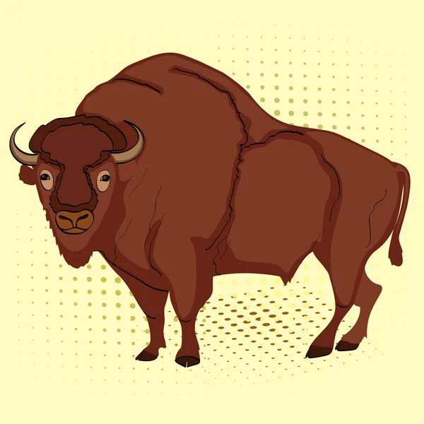 Arte pop artiodáctilo animal, bisonte, vaca. Imitação de estilo de livro cômico — Vetor de Stock