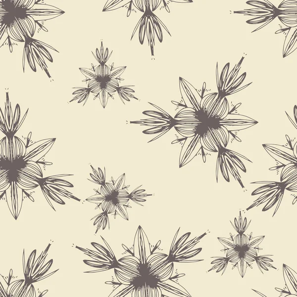 Bleka, sömlösa mönster. Bild på blommor, stjärnor eller snöflingor. Tecknad vektor — Stock vektor