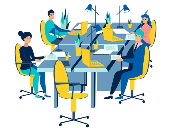 Besprechung der Arbeitsgruppe. Geschäftsgespräche isoliert auf weißem Hintergrund. flachen Stil. Cartoon-Raster — Stockfoto