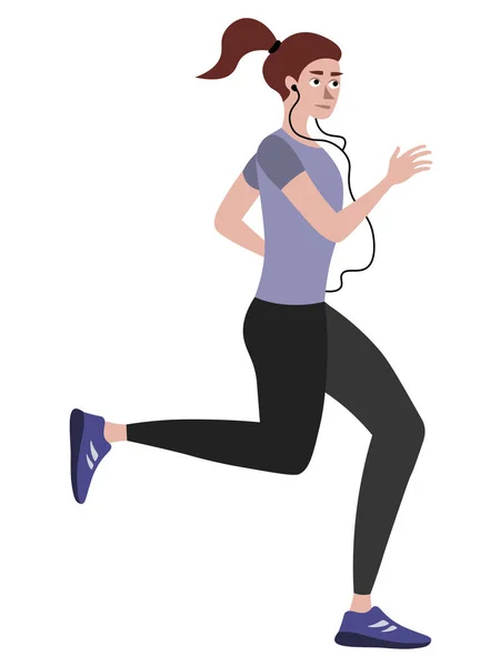 Sportowiec, uciekająca kobieta. W minimalistycznym stylu Cartoon płaski raster, izolowany na białym tle — Zdjęcie stockowe