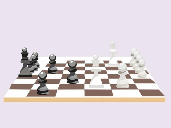 Quadro de xadrez com figuras, jogo. Em estilo minimalista Cartoon raster plana — Fotografia de Stock