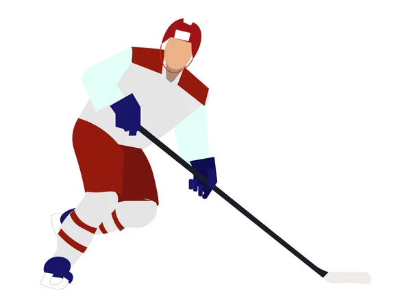 Sportif isolé, joueur de hockey sur fond blanc. Dans un style minimaliste Dessin animé plat raster — Photo