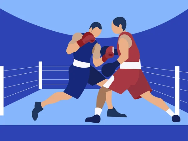 Competition boxing, two male boxers. In minimalist style Cartoon flat raster — Stock Photo, Image