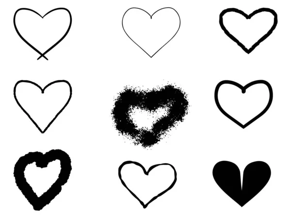 Stor uppsättning av olika hjärtmallar - enkla platta designhjärtan. Olika hjärtan samling. — Stock vektor