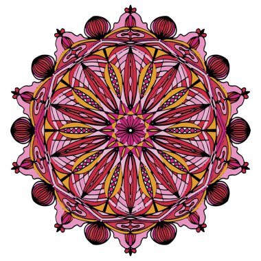 Farklı bitki ve ağaçların renk yaprakları, kartopları. Çizgi film vektörü mandala