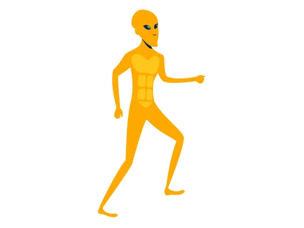 Πορτοκαλί εξωγήινος απομονωμένος σε λευκό φόντο. Σε μινιμαλιστικό στυλ. Σκελετός καρτούν — Φωτογραφία Αρχείου