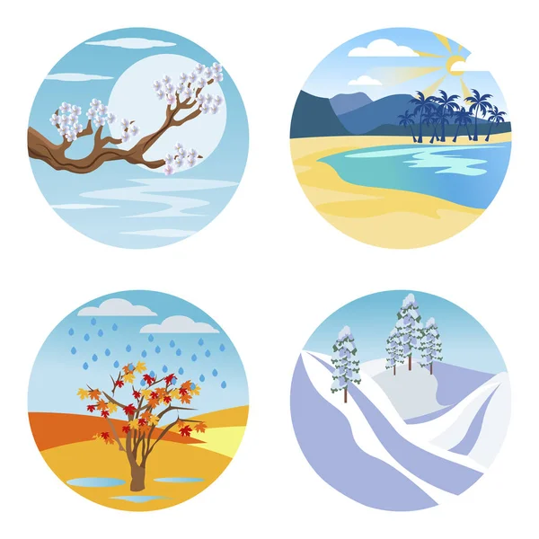 Nature at different seasons times of year. Raster illustration flat — Stock Photo, Image