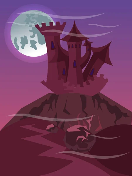 Fabulous castle on cliff raster illustration flat — Stock Photo, Image