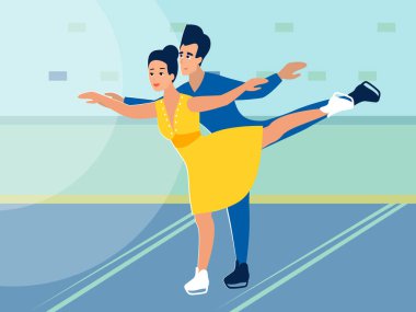 Figure Skating Championship. In minimalist style. Cartoon flat vector