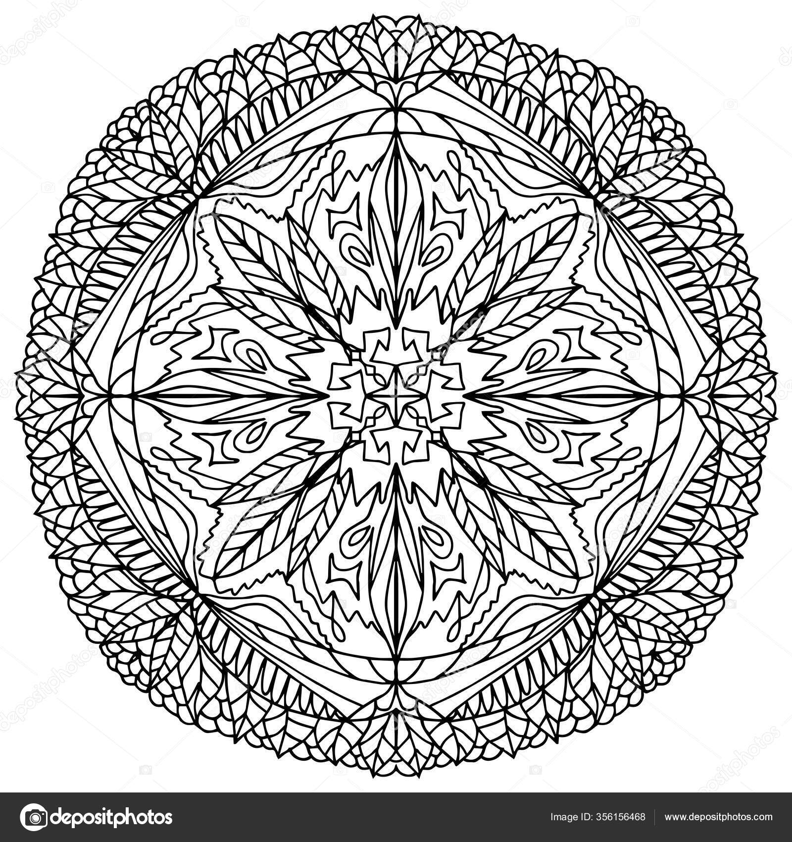 Coloriage des enfants, dessin mandala, fleur. Feuilles ...