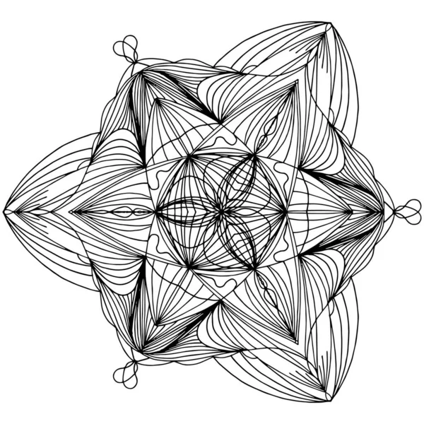 Coloriage des enfants, dessin. Feuilles ensemble de différentes plantes et arbres. Forme d'étoile ou boules de neige. Flocon de neige noir et blanc . — Photo