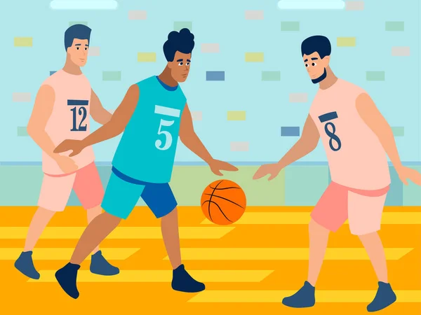 バスケットボールの試合だ。ミニマルなスタイル。漫画フラットラスター — ストック写真