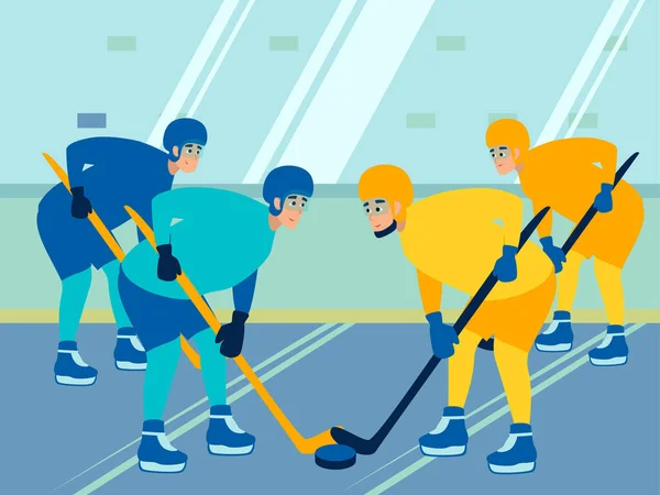 Hockeytävling. I minimalistisk stil. Tecknad platt raster — Stockfoto