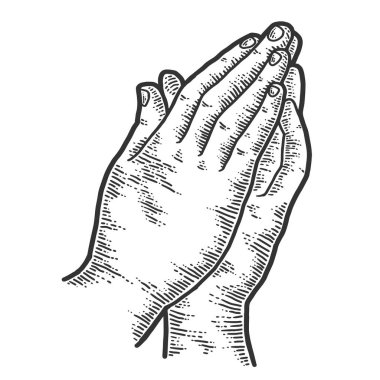 Tanrı 'nın Avuç İçleri dua ediyor. Çizim tahtası taklidi. İşleme bezi.
