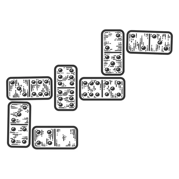 Dominoes tile games. Apparel print design. Scratch board imitation. — Stock Photo, Image