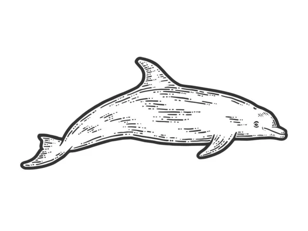 Delfin, elszigetelt állat. Vázlatos karcolótábla utánzat illusztráció. — Stock Fotó