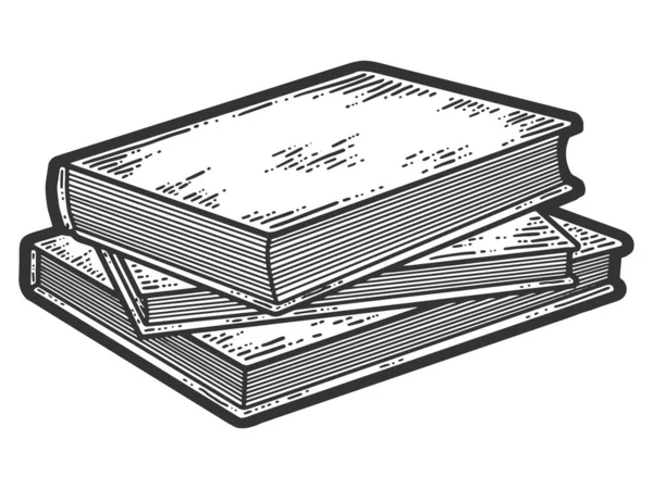 वेगळ्या वस्तू, तीन पुस्तके स्टॅक आहेत. स्केच स्क्रॅच बोर्ड अनुकरण . — स्टॉक व्हेक्टर