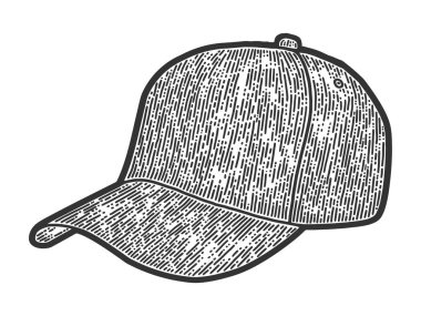 Spor beyzbol şapkaları, şapkalar. Çizim tahtası taklidi. Siyah ve beyaz.